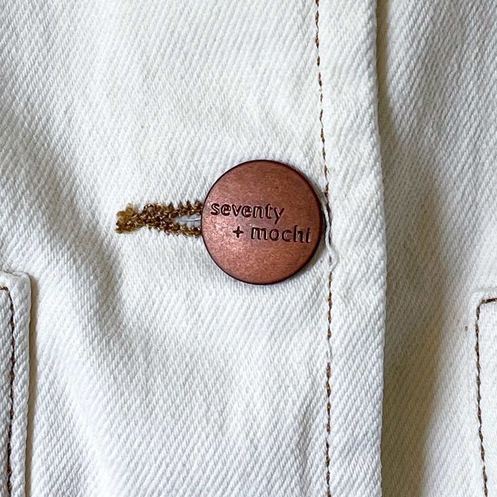 Seventy‎ + Mochi Bea Denim Vest Waistcoat Top Contrast Stitch Ecru 2 EUC - Picture 4 of 8